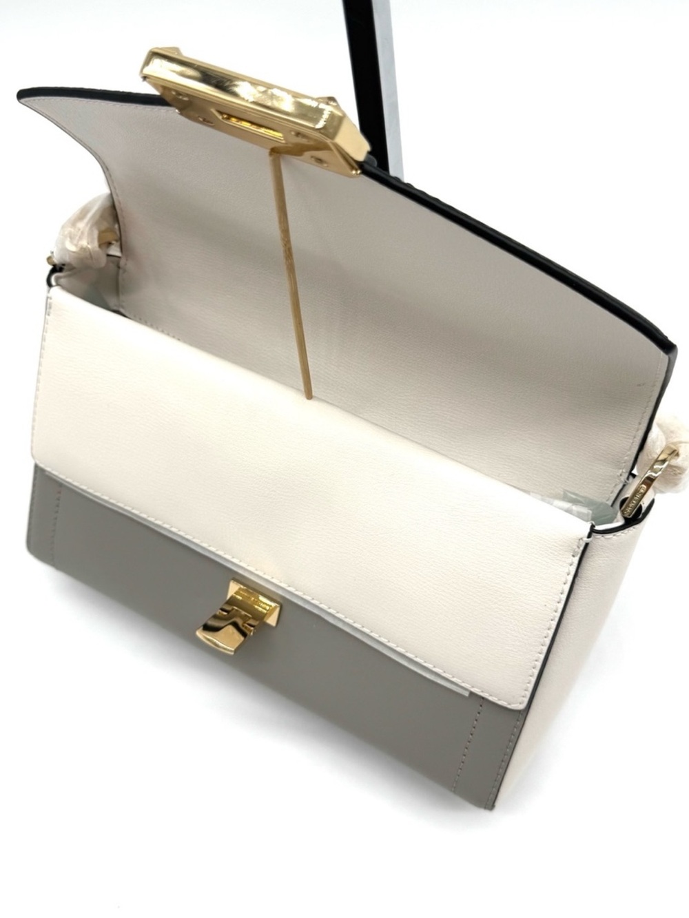 Michael Kors Kinsley Medium Shoulder Flap Crossbody Bag Optic White Multi - Picture 6 of 9